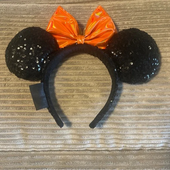 Disney Parks Halloween Orange & Black Tie Dye Minnie Ears Headband - Picture 2 of 4